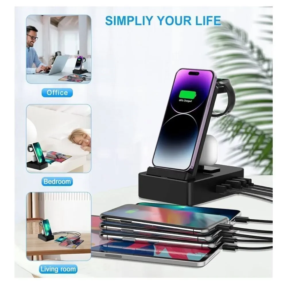8 in 1 Multifunctional Wireless Charger in Black. New in Box!